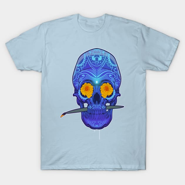 Sugar Skull purple T-Shirt by Dedos The Nomad